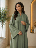KIMONO GREEN – Premium Green Kimono Style Abaya | V Neck | Without Hijab | Free Size | AARUH