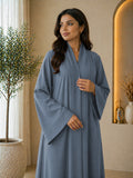 KIMONO GREY – Premium Grey Kimono Style Abaya | V Neck | Without Hijab | Free Size | AARUH