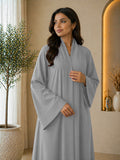 KIMONO STEEL GREY – Premium Steel Grey Kimono Style Abaya | V Neck | Without Hijab | Free Size | AARUH
