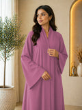 KIMONO PINK – Premium Pink Kimono Style Abaya | V Neck | Without Hijab | Free Size | AARUH