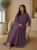 KIMONO PURPLE – Premium Purple Kimono Style Abaya | V Neck | Without Hijab | Free Size | AARUH