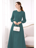 LINA TEAL – Premium Teal Button Front Abaya | Round Neck | Without Hijab | Free Size | AARUH