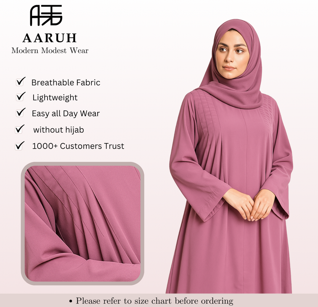 EIRA – Premium Dusty Rose Modest Abaya | Free Size | AARUH