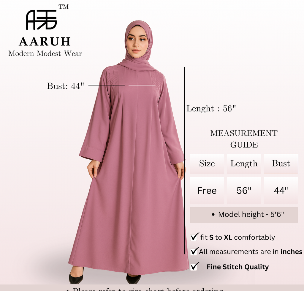 EIRA – Premium Dusty Rose Modest Abaya | Free Size | AARUH