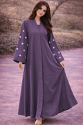 KIMONO LAVENDER PETAL – Premium Embroidered Kimono Style Abaya | V Neck | Without Hijab | Free Size | AARUH