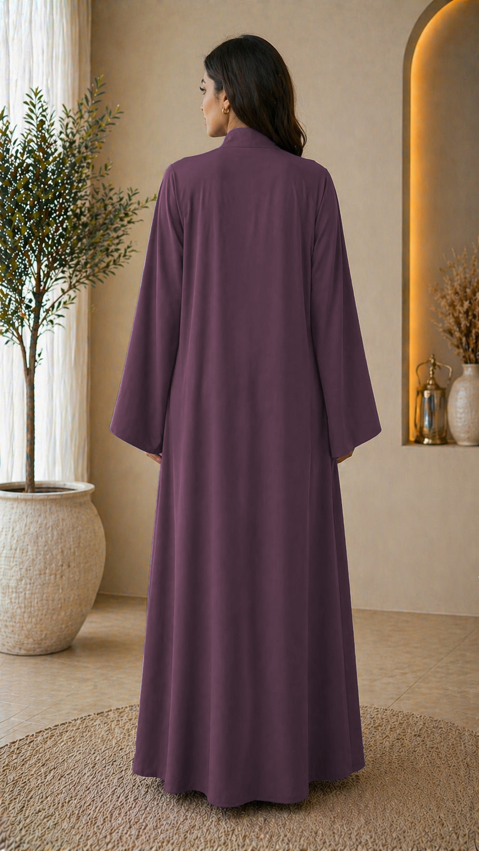 KIMONO PURPLE – Premium Purple Kimono Style Abaya | V Neck | Without Hijab | Free Size | AARUH