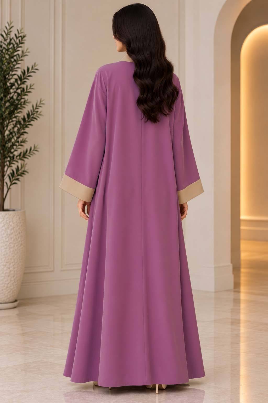 Pink Contrast Abaya Elegant Two-Tone Modest Wear | AARUH Fashion & Fabrics
