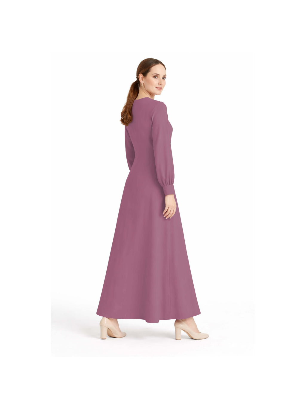 LINA PINK – Premium Pink Button Front Abaya | Round Neck | Without Hijab | Free Size | AARUH