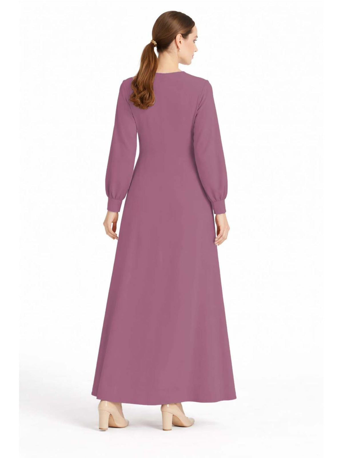 LINA PINK – Premium Pink Button Front Abaya | Round Neck | Without Hijab | Free Size | AARUH