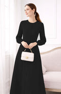 LINA BLACK – Premium Black Button Front Abaya | Round Neck | Without Hijab | Free Size | AARUH