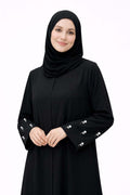 BLOOM WHITE – Premium White Embroidered Abaya with Hijab | Free Size | AARUH