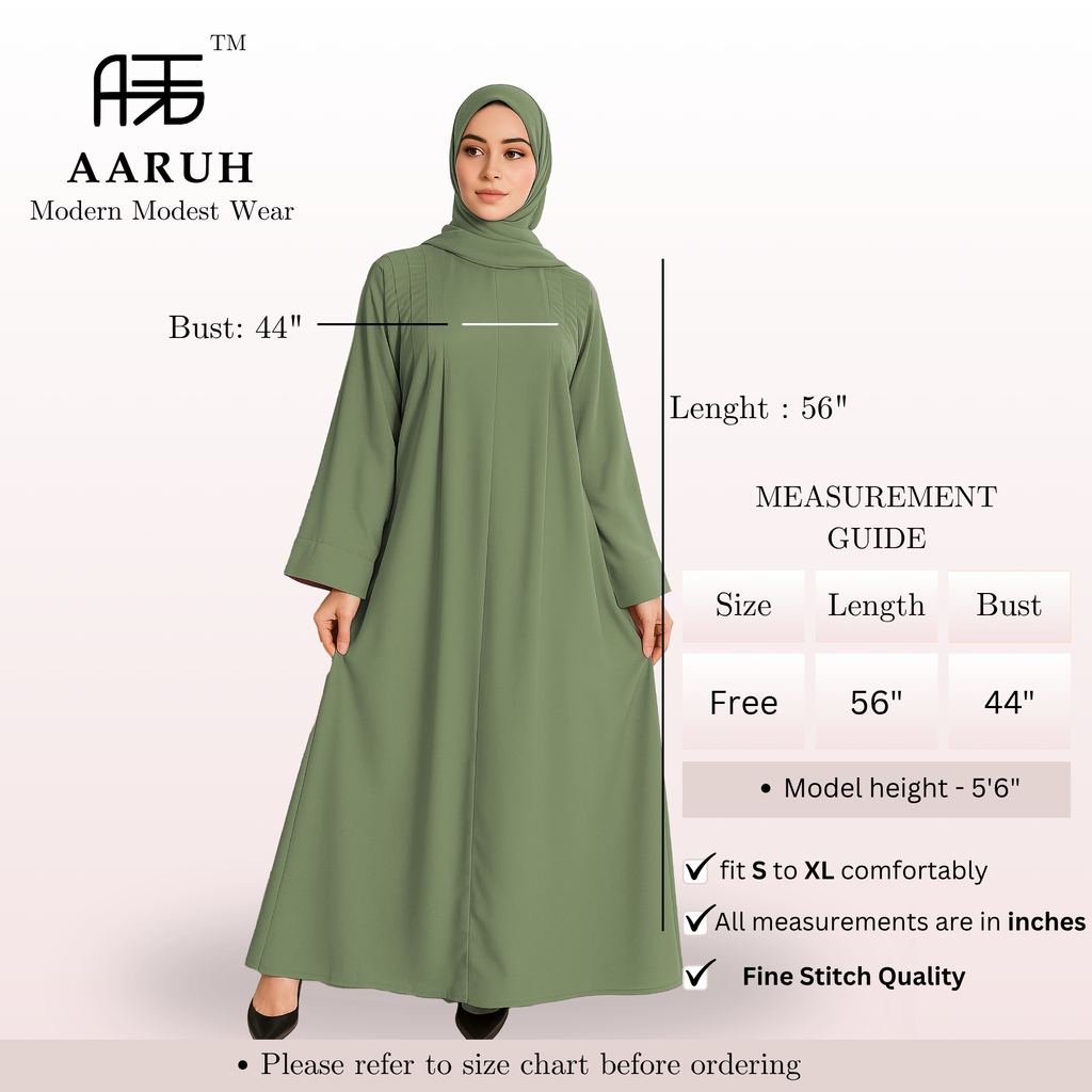 EIRA GREEN – Premium Green Modest Abaya | Free Size | AARUH