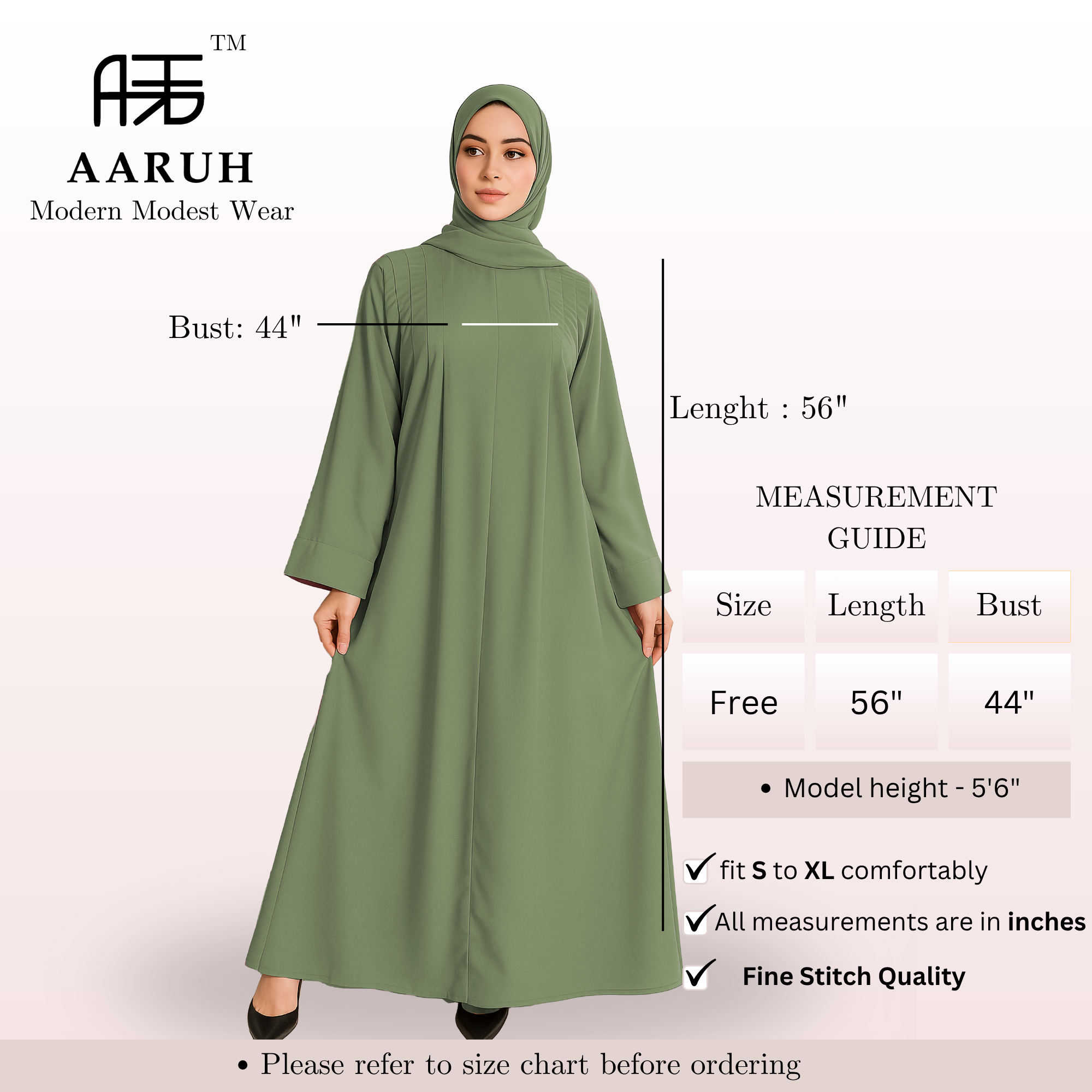 EIRA GREEN – Premium Green Modest Abaya | Free Size | AARUH