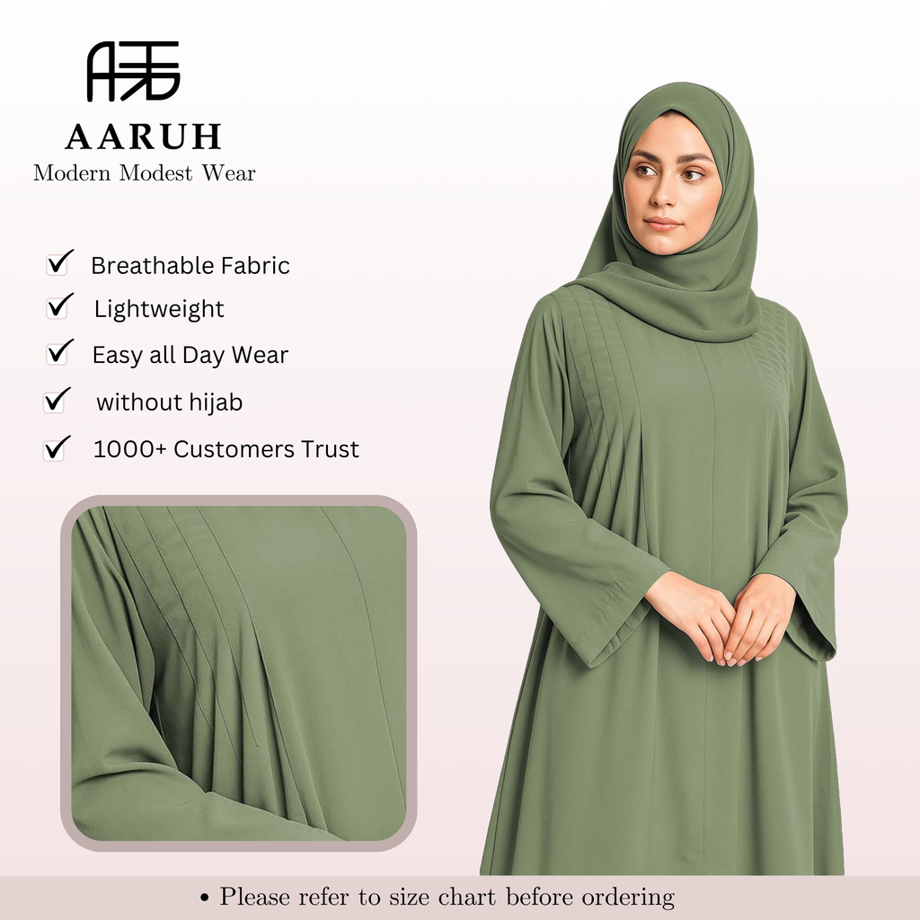 EIRA GREEN – Premium Green Modest Abaya | Free Size | AARUH