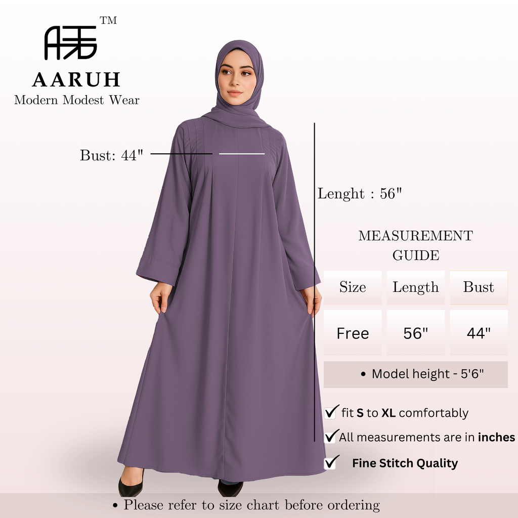 EIRA LAVENDER – Premium Lavender Modest Abaya | Free Size | AARUH