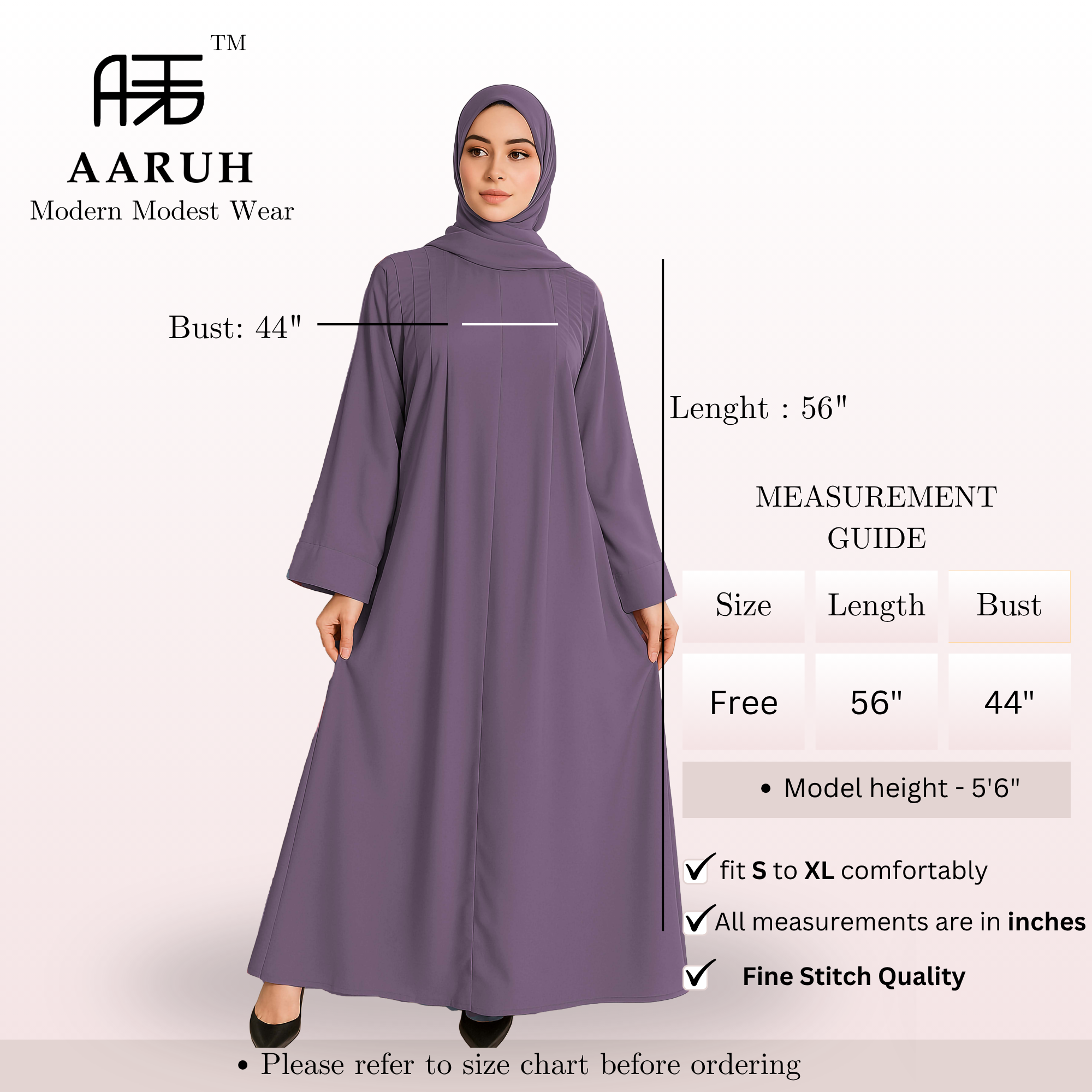 EIRA LAVENDER – Premium Lavender Modest Abaya | Free Size | AARUH