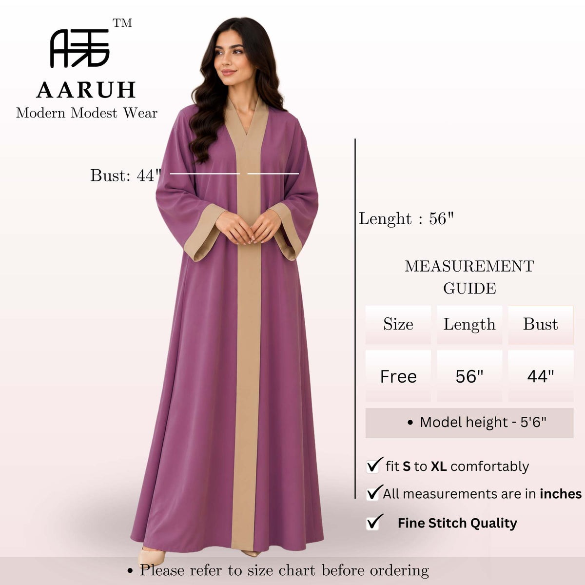 Pink Contrast Abaya Elegant Two-Tone Modest Wear | AARUH Fashion & Fabrics