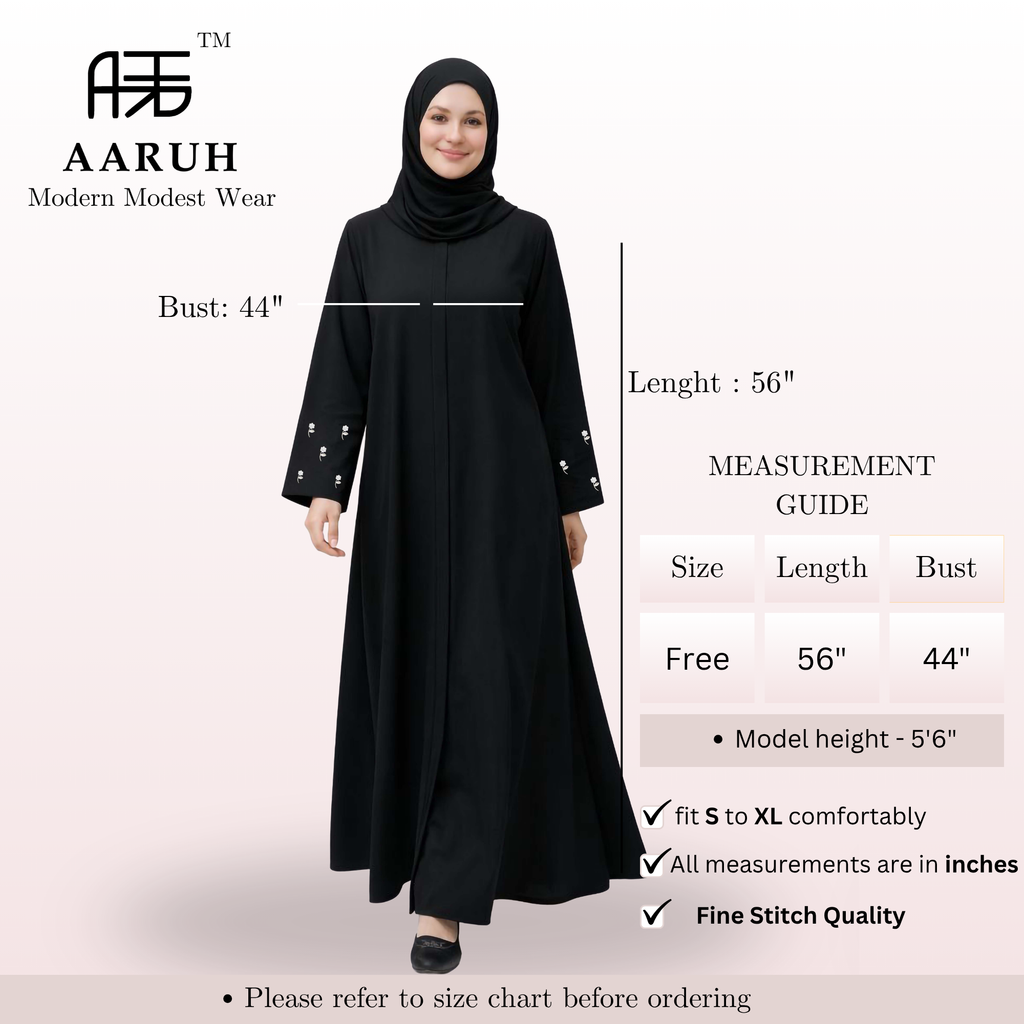 BLOOM WHITE – Premium White Embroidered Abaya with Hijab | Free Size | AARUH