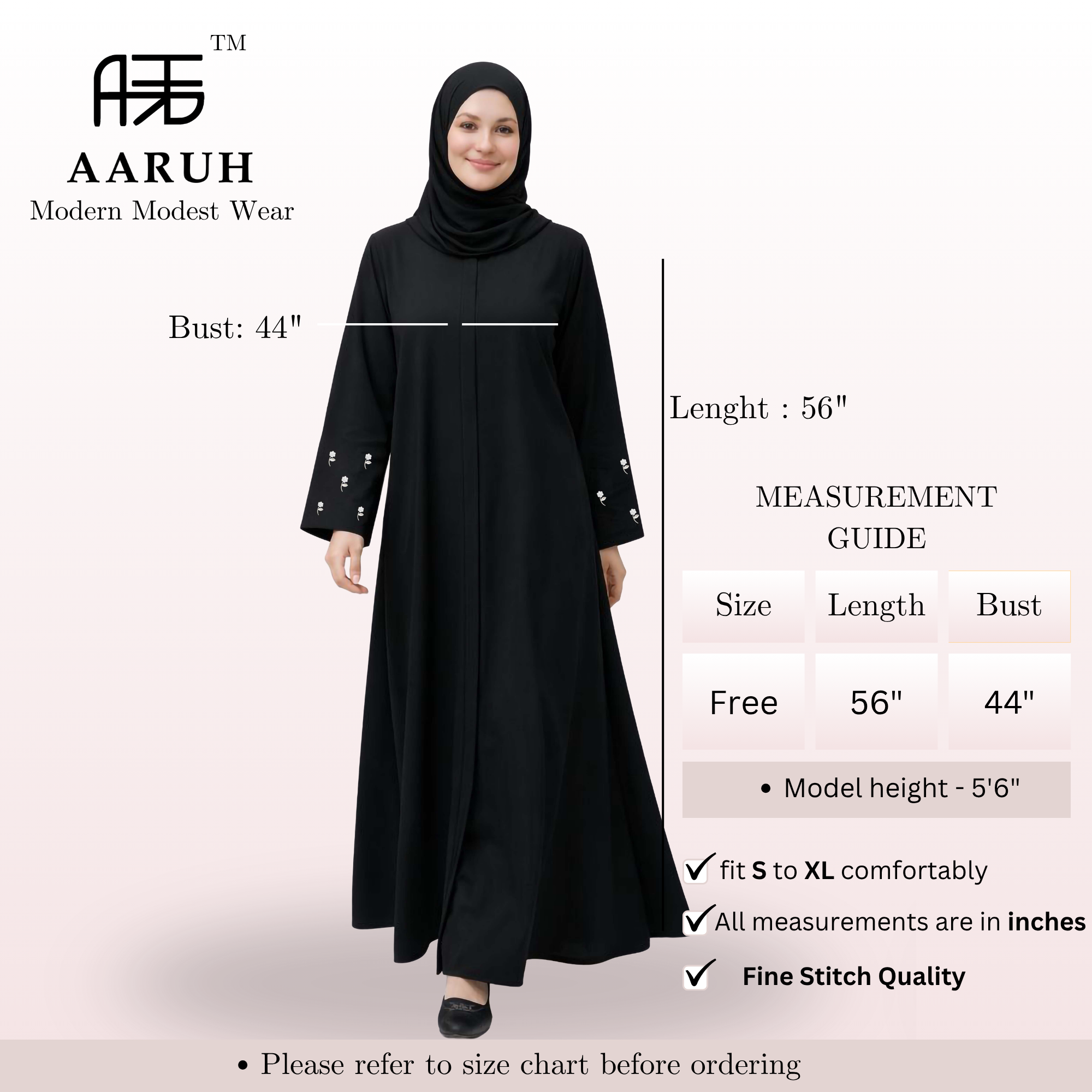 BLOOM WHITE – Premium White Embroidered Abaya with Hijab | Free Size | AARUH