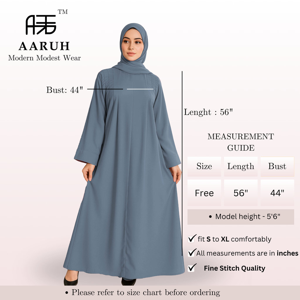 EIRA GREY – Premium Grey  Modest Abaya | Free Size | AARUH