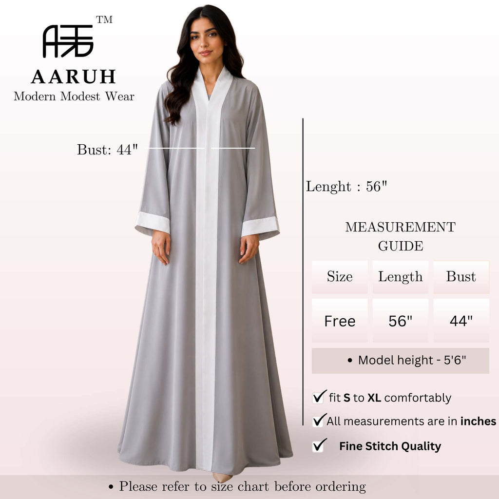 Light Grey Contrast Abaya Elegant Two-Tone Modest Wear | AARUH Fashion & Fabrics