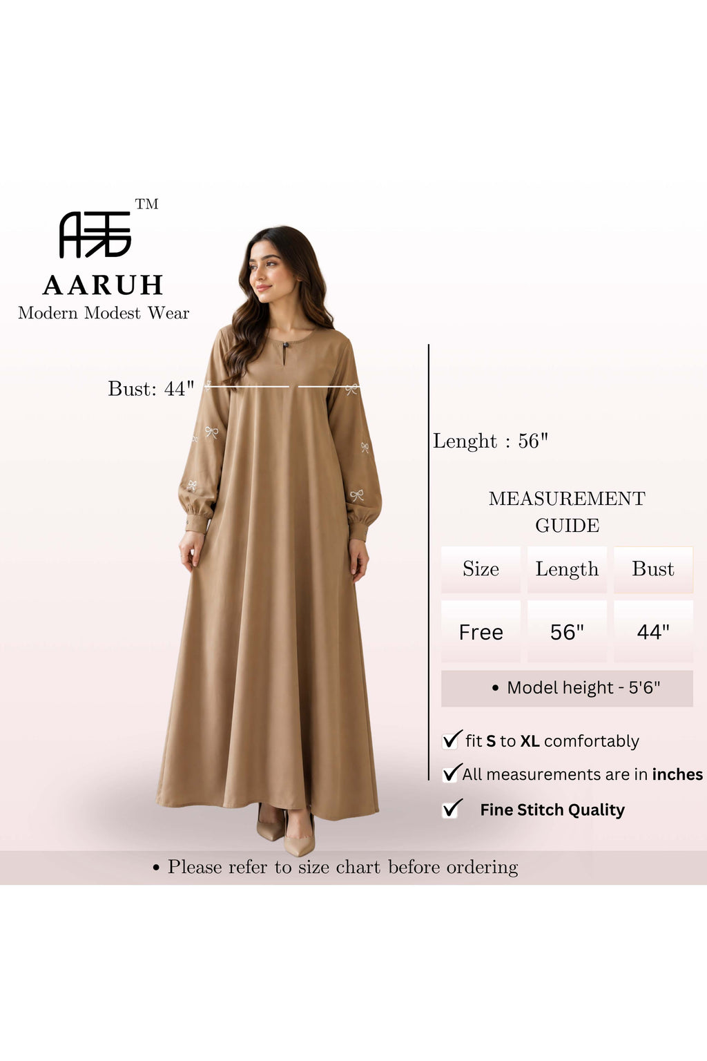Elegant A-Line Maxi Dress with Bow Embroidered Sleeves