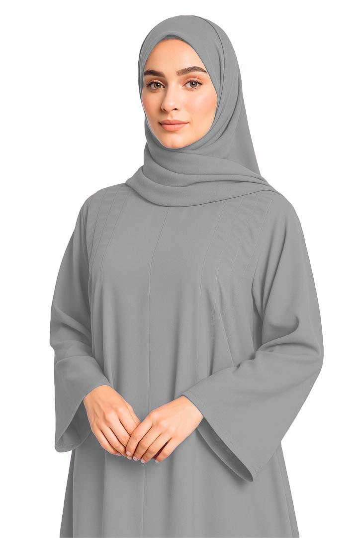 EIRA LIGHT GREY – Premium Light Grey Modest Abaya | Free Size | AARUH